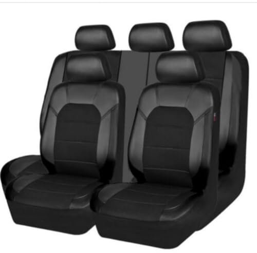 9pcs Car Leather Seat Cover Sets, For CITROEN C3 C2 C3 XR C4 Cactus C4 Picasso C5 C6 DS3 DS4 DS5 Full Surround Waterproof Breathable Comfortable Protector Set 5-seater Accessories,A/black