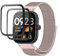 TIMEYUE Cinturino per Xiaomi Redmi Watch 4, [Traspirante] Banda in Nylon Sportiva Strap Band, [2 Pack] Pellicola Protettiva, per Xiaomi Redmi Watch 4-Rosa