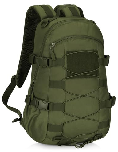 HUNTVP 25L Taktischer Rucksack 1000D Nylon Tactical Daypack Bundeswehr Wanderrucksack MOLLE Kampfrucksack Wasserabweisend für Herren Damen Uni Reise Sport Outdoor Klettern Camping Trekking,Grün