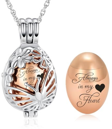Minicremation Teardrop Butterfly Urn Necklace for Ashes Stainless Stee Hollow Mini Keepsake Urn for Women Men Cremation MemorialPendant Keepsake Jewelry