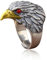 Ring Verstellbar Silber Herren, Fidget Ring Offen Adler Schwarz Ringe Men Zeigefinger Verstellbare, Viking Fußringe Zweifingerring Vintage Retro für Männer Herr Man Unisex