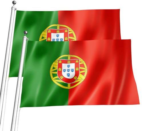 2Pack Portugal Flags Large, 3X5Ft Portuguese Flag Banner Decorations forParis International Games,for 2024 Euro European Football Championship, Indoor Outdoor Yard Decor, Flags of the World