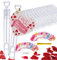 ilauke Seifenblasen Hochzeit Set mit Herzgriff, 60 Stück Wedding Bubbles, Seifenblasen Herzform Mini Bubbles 60er Anhänger und EIN Demontagewerkzeug, für Hochzeit und Geburtstagsfeier