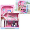 TATIVALO Hölzernes Puppenhaus Spielset, 3 Geschichten, mit Möbeln und Zubehör für Mini Puppe, Spielset für Minipuppen, Doll House Puppenvilla, Geschenk für Kinder Kleinkinder Mädchen, Typ B