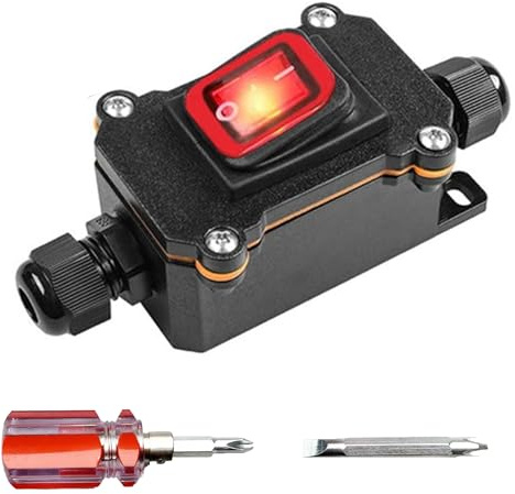 Wasserdichter Inline Schalter 12V 20A, Schalter 12V Wasserdicht | 12V Lichtschalter, Inline Schalter Wasserdicht, Maschinenschalter Switch Mit Schraubendreher (Rot)