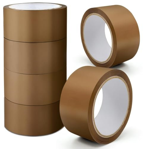 K-MART Packband, Industrielles braunes Verpackungsbänder, 6 Rollen, Geräuscharm – 48 mm x 66 m, Sicheres braunes Klebeband für Umzugskartons, Starkes Packband für den Umzug (6 Rollen)