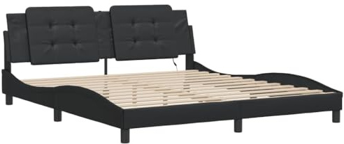 vidaXL Bettgestell mit LED ohne Matratze Zadar Schwarz 180x200 cm