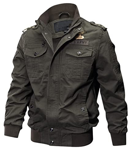 Chaqueta De Vuelo De La Fuerza Aérea De Bombardero Para Hombre Chaquetas De Piloto Militar Abrigo De Algodón Chaqueta Militar Táctica 9931 Army green XL