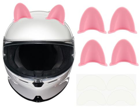4 Stücke Motorradhelm Ohren,Niedliche Katzenohren Motorradhelm Zubehör Damen,Selbstklebend Katzenohren Motorradhelm Aufkleber Motorrad Deko für die Meisten Motorräder,Fahrräder (Rosa)