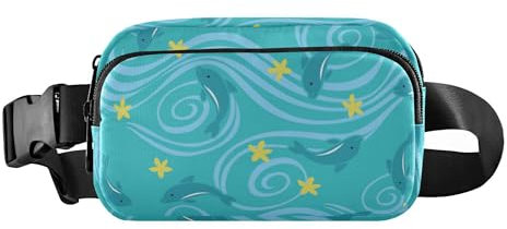 Trendige Bauchtasche für Damen und Herren, wasserabweisend, Reisezubehör mit verstellbarem Gurt, für Reisen, Urlaub, Laufen, Delfin, Cartoon, Fisch, Blau, Delphin Cartoon Fisch Blau, Einheitsgröße,