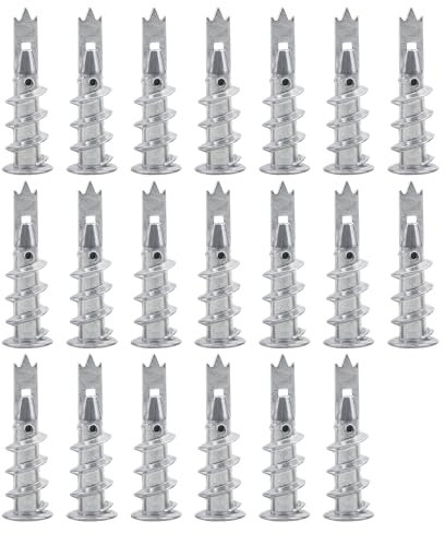 Zinc Alloy Screw-In Plasterboard Fixings with Expansion Screws—Crown Wall Plugs—No-Drill Quick Spiral Anchors—Heavy-Duty Plasterboard Fixings—Durable and Easy Install Plasterboard Mounting Solutions