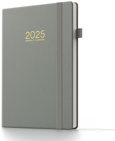 TDOLISSTE - Kalender 2025 Wochenplaner A5 Terminplaner für Lehrer, Schüler, Büro, Mehrsprachiges 1 Woche 2 Seiten, Januar 2025 - Dezember 2025 (Grau)