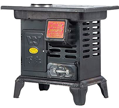 Poêle à Bois Réchaud Poêle à bois de camping Poêle à bois à gaz en fonte à économie d'énergie, poêle à bois de cuisson sans fumée, réglage manuel du feu, four intégré, réservoir d'eau chaude
