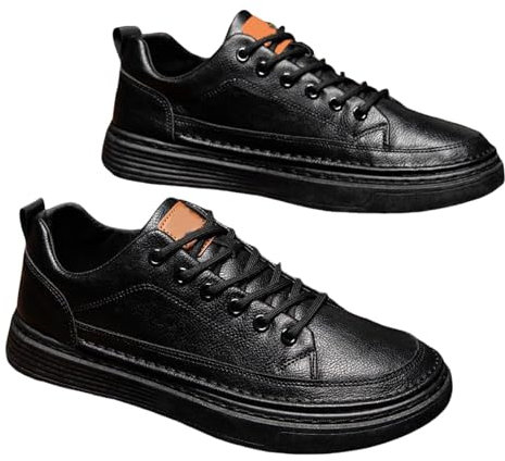 Zapatos para hombre, color negro, clásico, formal, moderno, de negocios, informales, cómodos, zapatos de vestir para hombre, zapatos de cuero para hombre, zapatillas negras sin cordones, Black, 40 2/3