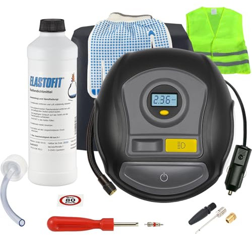 ELASTOFIT Reifen Pannenset mit Kompressor Reifendichtmittel 10 Jahre haltbar (XT400 Plus)