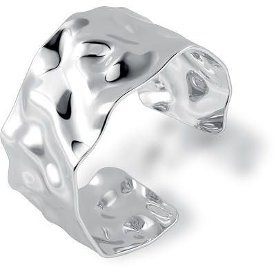 ALEXCRAFT Bracciale Donna Argento Acciaio Inossidabile Fascia Larga Regolabile Chunky Bracciale Donna Rigido Bracciale in Argento Donna 36.5mm