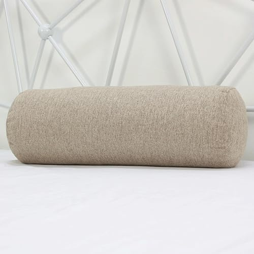 Nackenrolle, Leinen, für Halswirbelstütze, 20,3 x 99,1 cm, atmungsaktiv, zylinderförmig, mit abnehmbarem Bezug, Kamelfarben