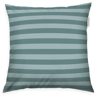 Herding Tom Tailor Renforcé-Kissenhülle, 40x40 cm, 100% Baumwolle/Renforcé, mit farbigem Reißverschluss, MEDIUM Stripes Türkis (Fresh Sage & Smokey Sage)
