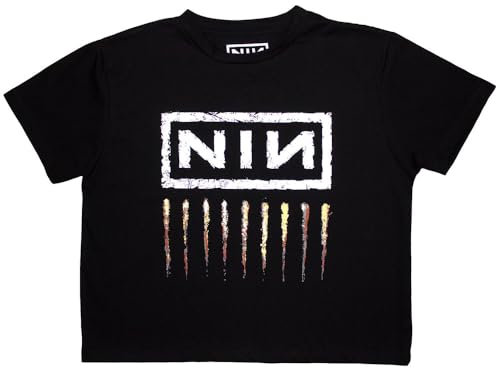 Nine Inch Nails Women's Downward Spiral Crop Top T-Shirt Black | Officially Licensed Merchandise, Black, XXL
