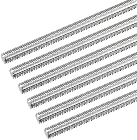 QUARKZMAN Barra Filettata Completa M8 x 400mm Passo Filettatura 1.25mm Acciaio Inossidabile 304 Barra Filettata Destra Barre Perni 6 Pezzi