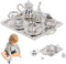 Mini Juego de té, Metal 1/12 Miniatura Tea Set, patrón Vintage Tiny, Decorative Mini Cups Bank Kit para Dollhouse House Ornament