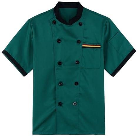 Hochwertige Unisex Kochjacke,Atmungsaktiv für Profiköche Gastronomie | Atmungsaktive Unisex-Kochjacke Kurzarm Leichte Profi-Küchenuniform für Herren & Damen Kochhemd mit Stehkragen