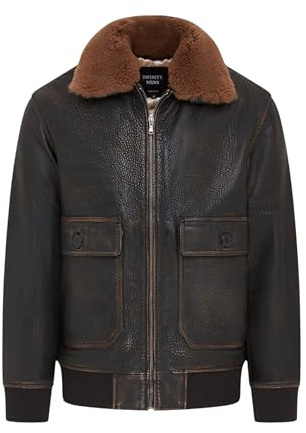 Men’s Brown Leather Aviator Bomber Jacket – G-1 Pilot Style with Detachable Sheepskin Collar