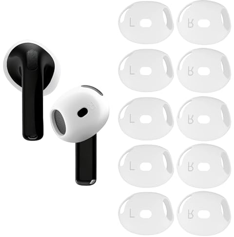 5 Paar Ultra dünne Ersatz-Ohrstöpsel für AirPods 4, rutschfeste und Kratzfeste Silikon-Ohrstöpsel, Hautfreundliches Zubehör, Kompatibel mit Ladecase, Verbesserte Akustik und Komfort (Weiß)