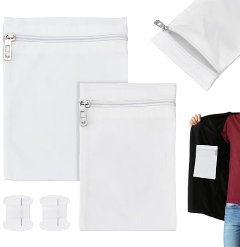 NBEADS 2 pz 2 misure Tasca Laterale Cucita con Cerniera, Kit Tasca Interna con Cerniera Rettangolare per Cappotto, Filo Da Cucito e Aghi per Giacca Felpa con Cappuccio, Bianco