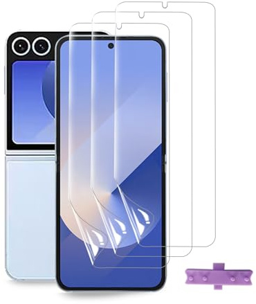 3 Pezzi Pellicola Idrogel per Samsung Galaxy Z Flip 6 Pellicola Protettiva Idrogel HD Trasparente Flessibile Pellicola TPU Alta Sensibilità Protezione Schermo Antigraffio(Non Vetro Temperato)