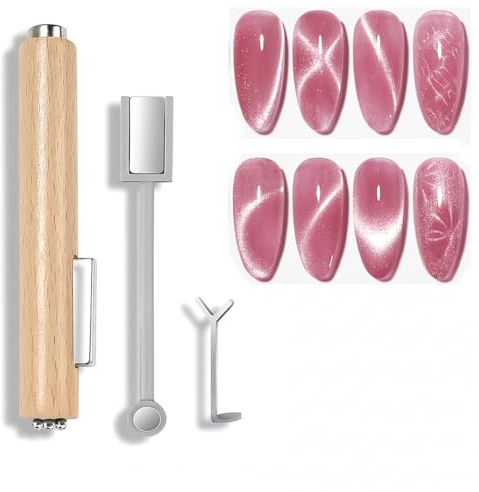 DAQUN Magnetic Nail Art Tools Set, 3 Pcs Cat Eye Magnet for Gel Polish Including 3-in-1, Double Ended & Heart Shape Tool