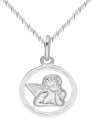 Löb 925 Silber Halskette Kette Schutzengel Ring Engel Anhänger Taufkette Damen Zur Heiligen Taufe Taufanhänger Engelsflügel Kommunion Firmung
