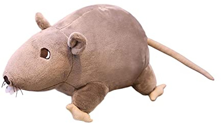 Dualoai Peluche Rat Animal Jouet Souris Jouet Poupée pour Cadeau Décor À La Maison Enfants Collection Ornement, GRISE
