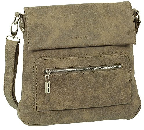 Geschenkset - Handtasche Schultertasche Umhängetasche Wildleder-Imitat Used Look Farbe Braun