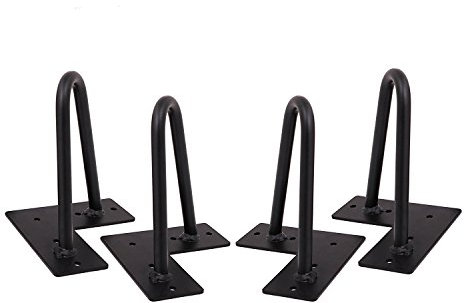 MSOBAIW Jambes d'épingle à Cheveux en métal Robuste pour Armoire, Armoire, Armoire, Meuble TV, tiroirs, Table de Chevet, 3/8 Dia Satin Noir à Deux Barres pour Meubles DIY (20 cm, Noir)