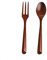 SimpleLife 2Pcs / 1 Set Mango Largo de Madera Natural Diseño Anti-Calor Cuchara Tenedor Juego Cocina Utensilio de vajilla Cubiertos-Marrón