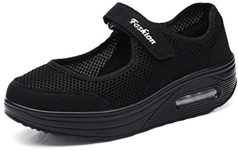 Kimily-UK sandaler dam fritidsskor loafers kilklack lätta promenadskor platåsneakers nät halkskydd fitness sneakers löparskor sommar andas espadrill kardborreband i storlek