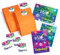 JuNa-Experten 12 Einladungskarten (6 x grün, 6 x rosa) zum Kindergeburtstag Mädchen Jungen Disco-Party incl. 12 Umschläge, 12 Tüten/orange, 12 Aufkleber