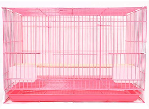 KUANDARM Rosa Eisendraht-Vogelkäfig-Flugkäfig Für Sittiche Haustierkäfig Mit Tablett, Pink 48cm