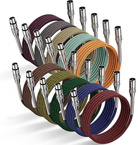 Ciwoda XLR Cable 3ft 10Pack, Multi-Color Heavy Duty Nylon Braided XLR Male to Female, Microphone Cable 3 Pin Balanced XLR Cable Compatible with Speakers, Microphones, Stage Lighting and More