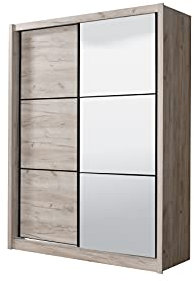 Arredo Stock Armadio rifinito quercia con 2 ante scorrevoli con specchio, 166x60x215 cm