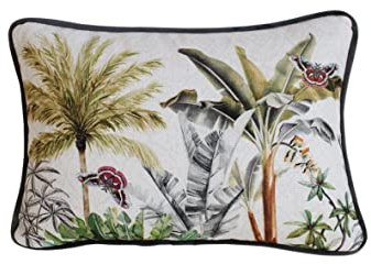 Castilla Textil | Coussin Jacquard avec Cordon de Serrage | avec Rembourrage Inclus | Coussin Design pour canapé | Imprimé botanique élégant | Accueil et séjour Actuel | Distinction | Décoratif |