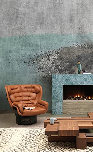 Rasch Tapete 429732 - Fototapete auf Vlies im Industrial Look mit Beton-Optik in Grau und Blau - 3, 00m x 2, 50m (LxB), Blau-grau