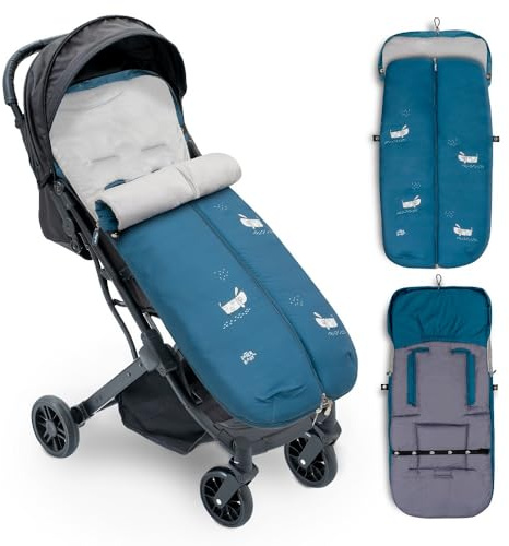 INTERBABY Universal Fußsack Kinderwagen Winter | Weiche, Warme, Wintersack Kinderwagen | Abnehmbare fußsack, Doppelte Öffnung, Leicht zu Waschen, Antiallergene Materialien, Welpen Blau