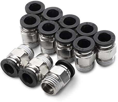 Bwintech 12 Stück 8mm Schlauch AD x 1/8 Zoll BSP Außengewinde, gerade Steckverbindung, pneumatischer Anschluss, PC8-01 Schnellverschluss Luftleitungsadapter