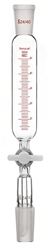 stonylab Entonnoir d'addition, Entonnoir à Gouttes Gradué en Verre Borosilicate 24/40 avec Robinet en PTFE pour Laboratoire Entonnoir Supplémentaire, 50 ml
