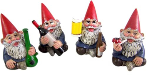 Wowser Nain de jardin miniature Happy Time Group - Figurine de nain de jardin ivre, 8,9 cm