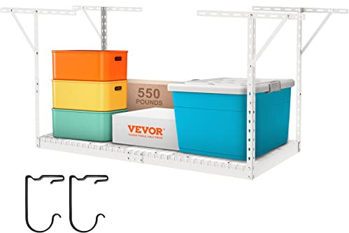 VEVOR Scaffale per garage sopraelevato, 36x72 pollici, Scaffali per garage regolabili per carichi pesanti in acciaio laminato a freddo, Organizzazione, carico 550 libbre, 22''-40, Bianco