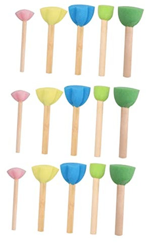 Ciieeo Tampon Éponge Garçon et Filles Lot de 15 Outils Peinture DIY Tête de Champignon Manche Ergonomique Jouet Créatif pour Tout-Petits Activité Artistique Bricolage Dessin Préscolaire Maternelle