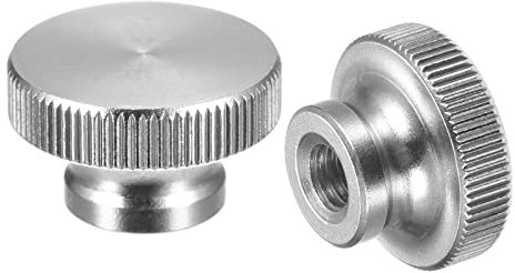sourcing map Rändelmuttern 2Stk. M6xD20mm x H12mm 304 Edelstahl Rändelmutter mit Manschette